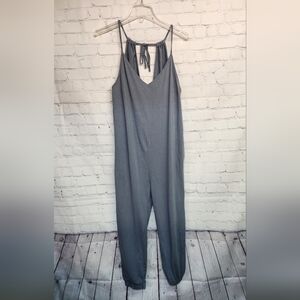 Zara Gray Sleeveless Jumpsuit with Tie Back